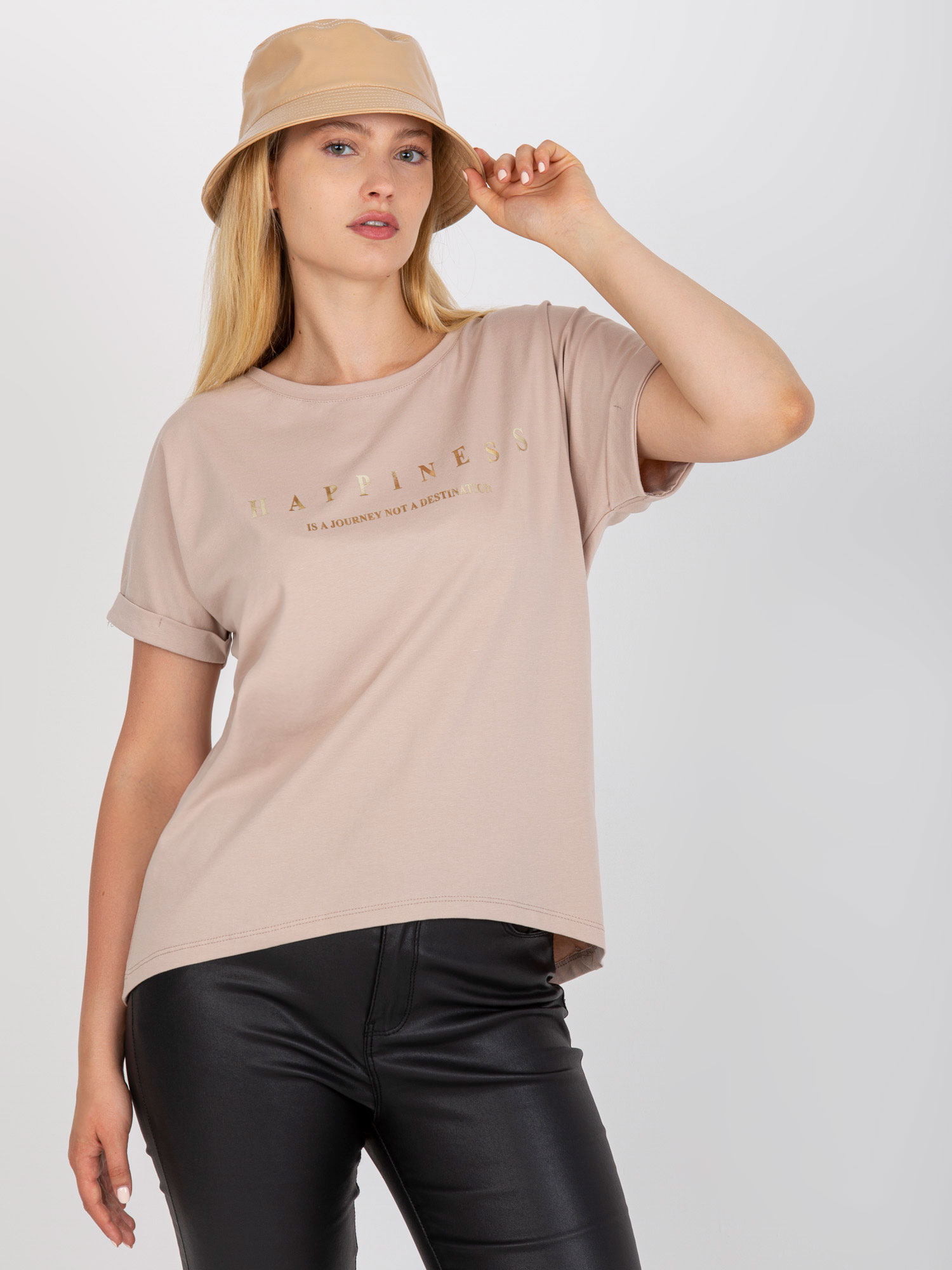 Beige t-shirt "happiness"