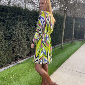 Groen kleedje met lange mouwen en print