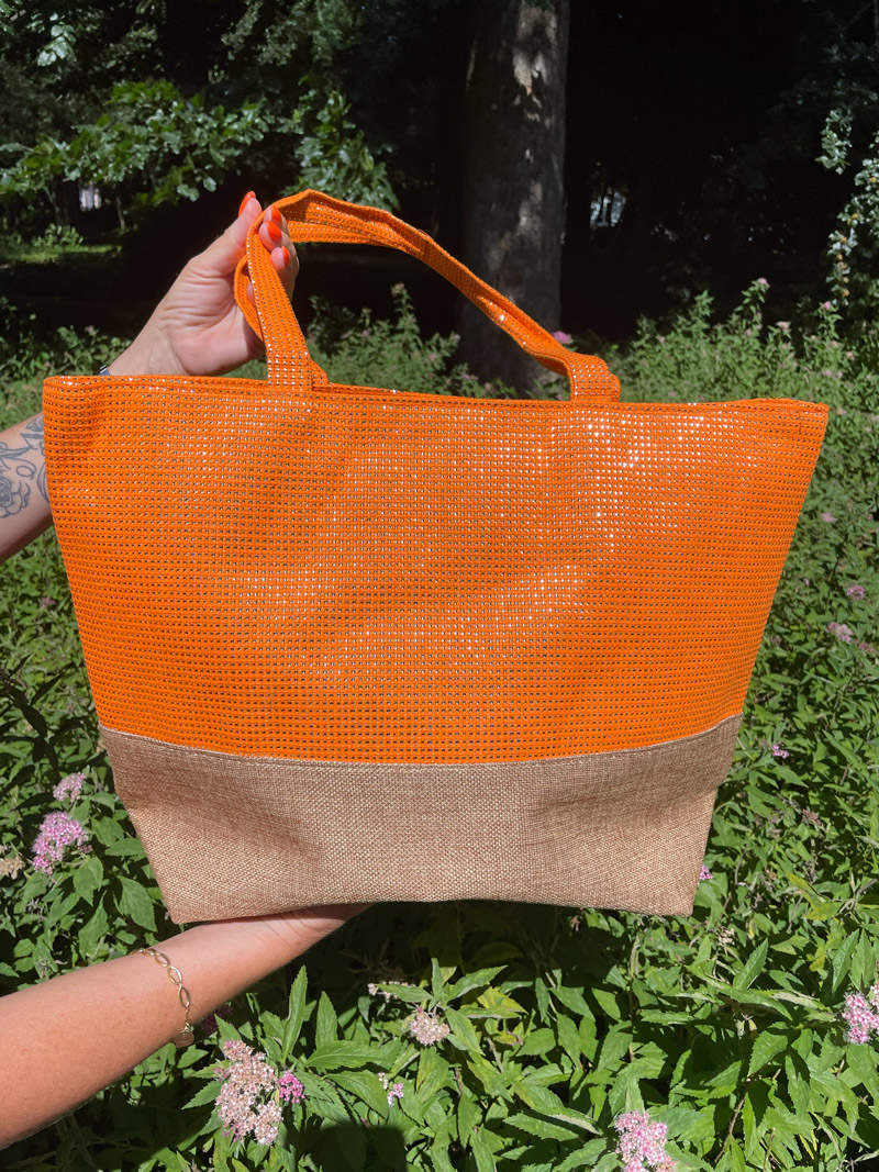 Strandtas glitter oranje