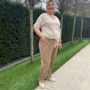 Beige geklede broek (+)