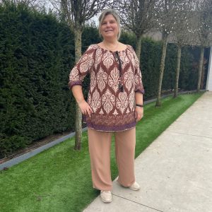 Bruine bloes met print (+)