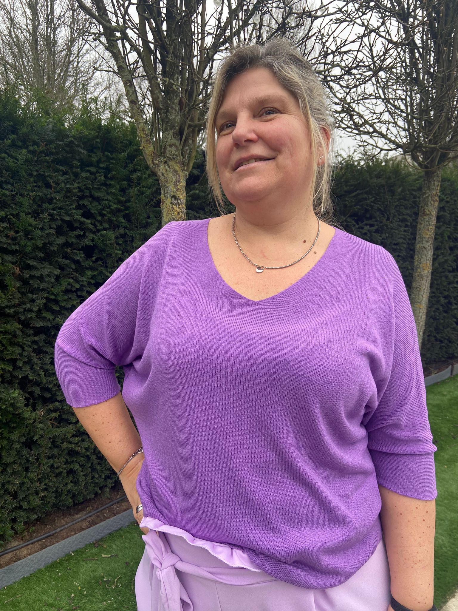 Lila truitje met halflange mouwen (+)
