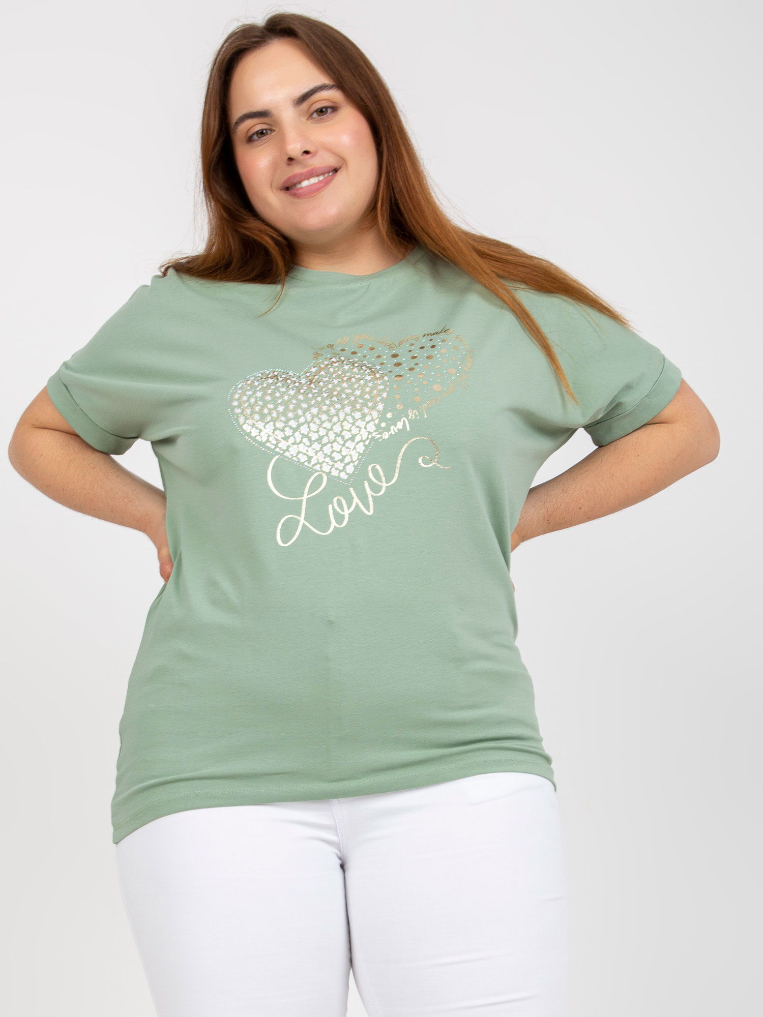 Muntgroen t-shirt met hart