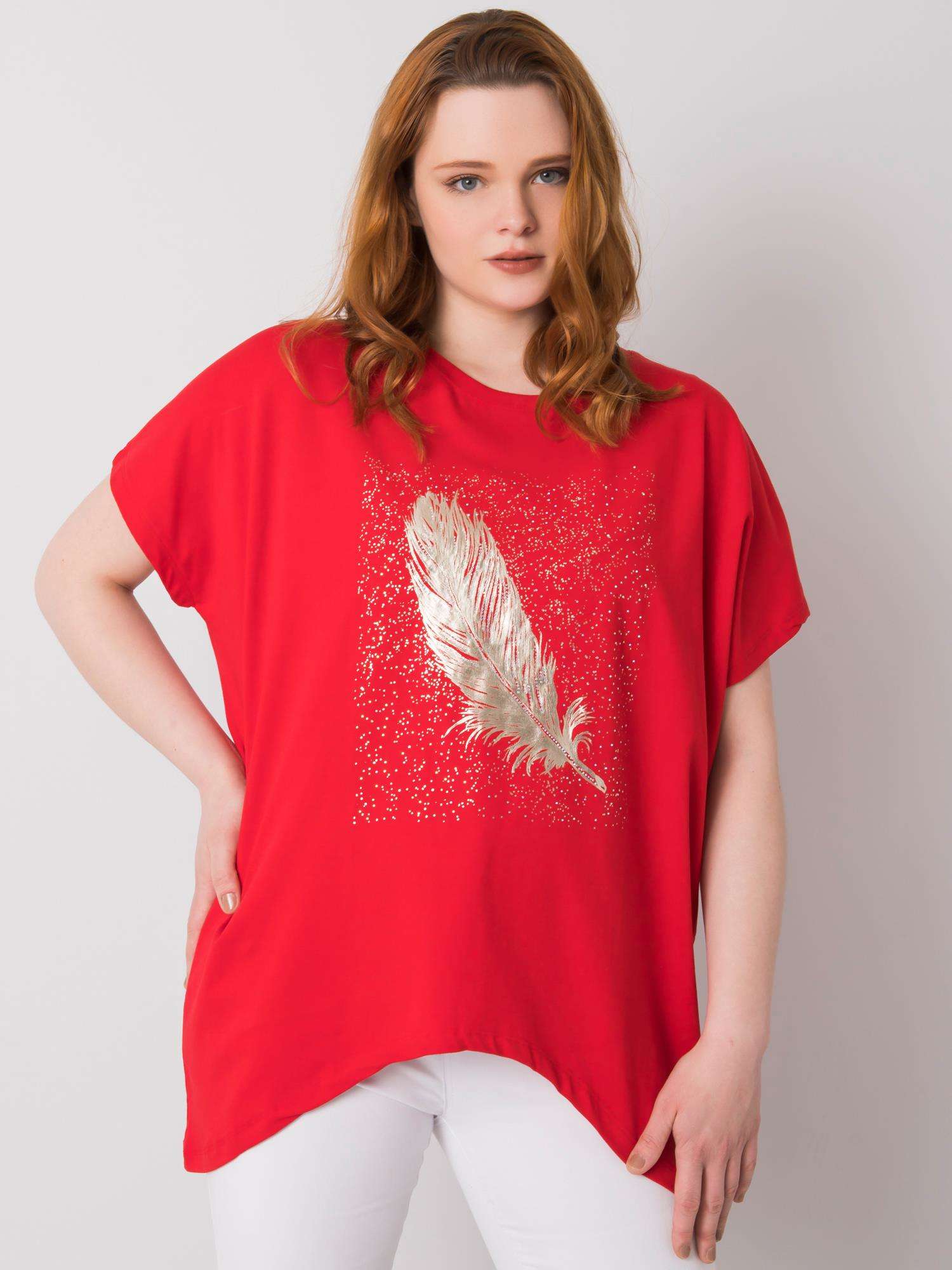 Rood t-shirt met veer